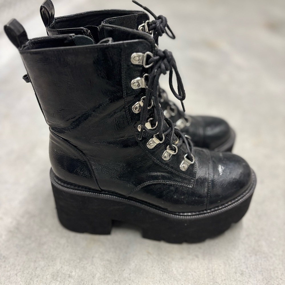 Black Platform Combat Boots